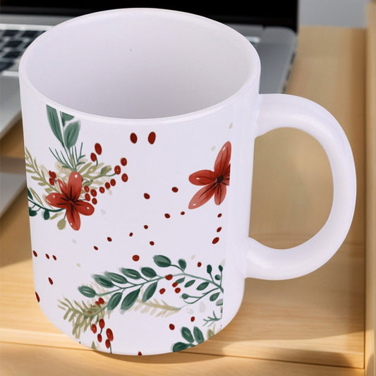 POD US Local White mug with full print, Christmas, Wreaths 0092