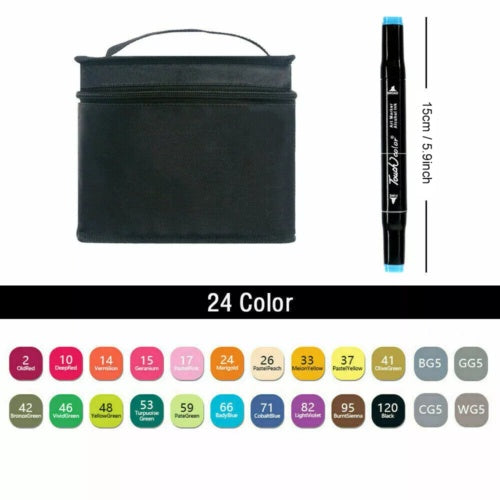 UK Local 24Color Brush Pens Set Dual Tips Soft Fine Art Markers Drawing Watercolour Gifts