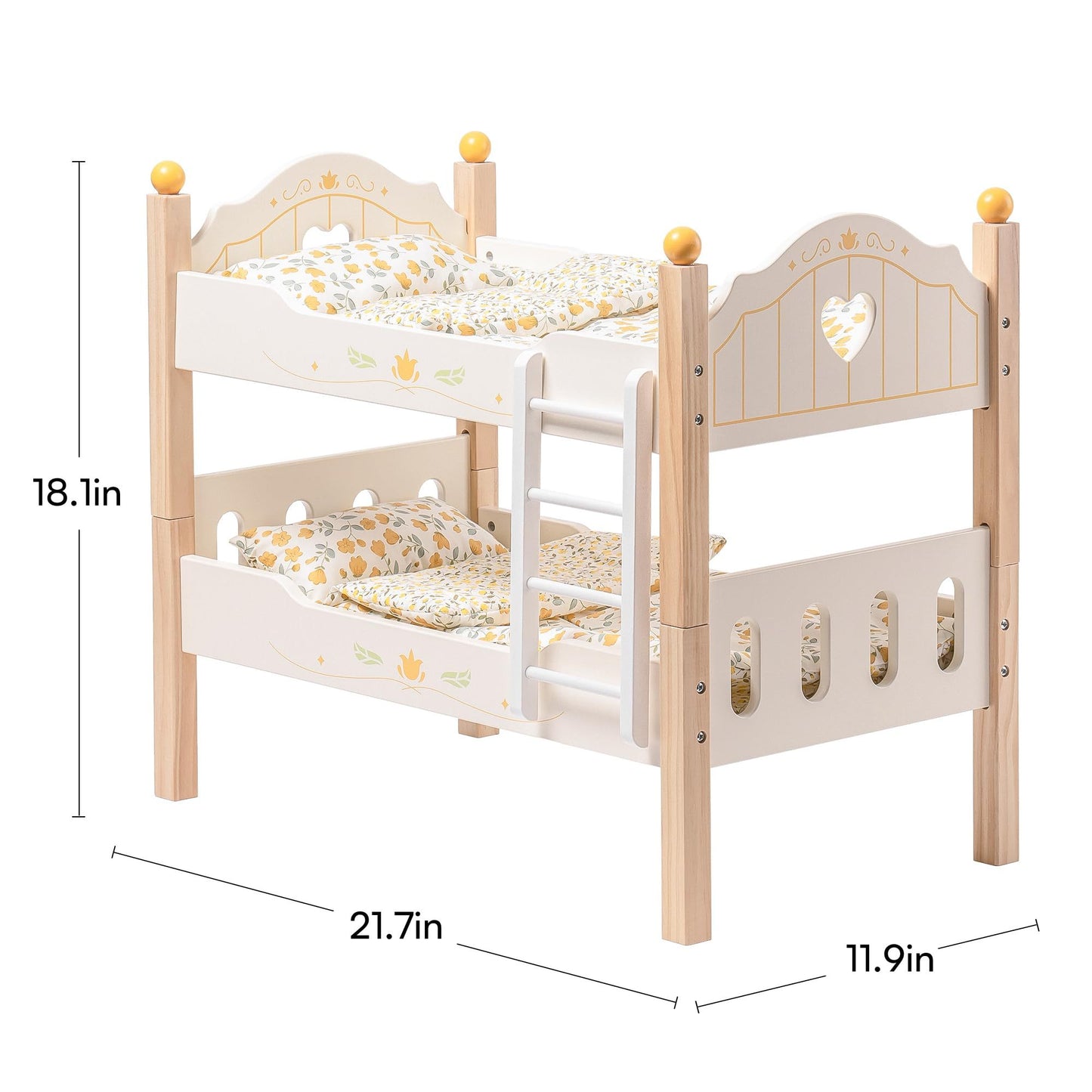 US Local ROBOTIME Doll Bunk Beds Cradle For 18 Inch Dolls, Wooden Baby Doll Beds Cribs Fits American Girls