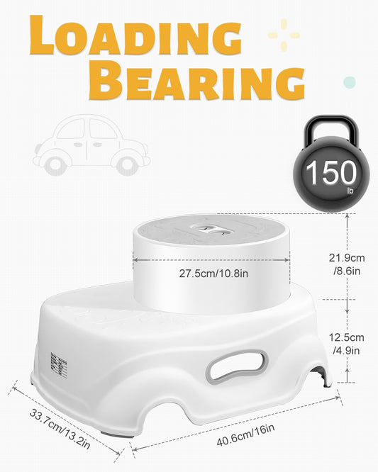 US Local Padded 2-Step Step Stool, 2-Step Footstool - Step Stool Non-slip, Portable, Space-saving Design For Bathroom, Kitchen, Bedroom, Classroom - Easy To Clean, Sturdy And Comfortable