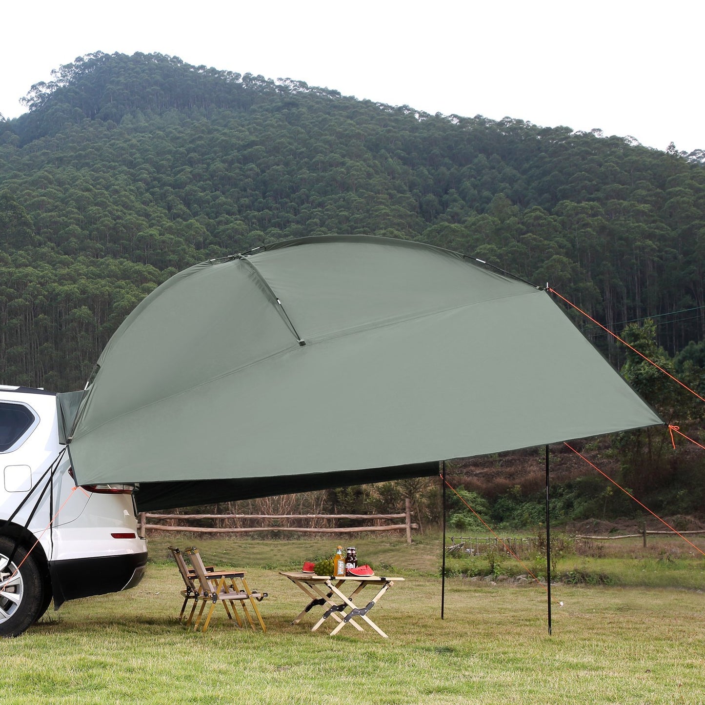 US Local VEVOR Vehicle Awning, Large Shade Coverage Car Side Awning, PU2000mm UV50 Car Awning With Extended Side Canopies And Portable Storage Bag, Suitable For Truck, SUV, Van, Campers