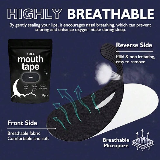 US Local Micropore Tape With Breathing Hole 30 Pack Breathable Tape For Men Women, Strong Hold Pain Free Removal Dreamland Sleep Gel Fall Asleep Faster, Sleep Longer Black