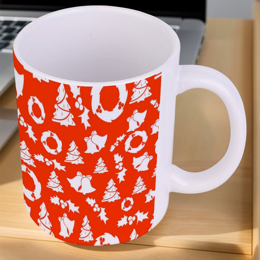 POD US Local White mug with full print, Christmas Red 0041