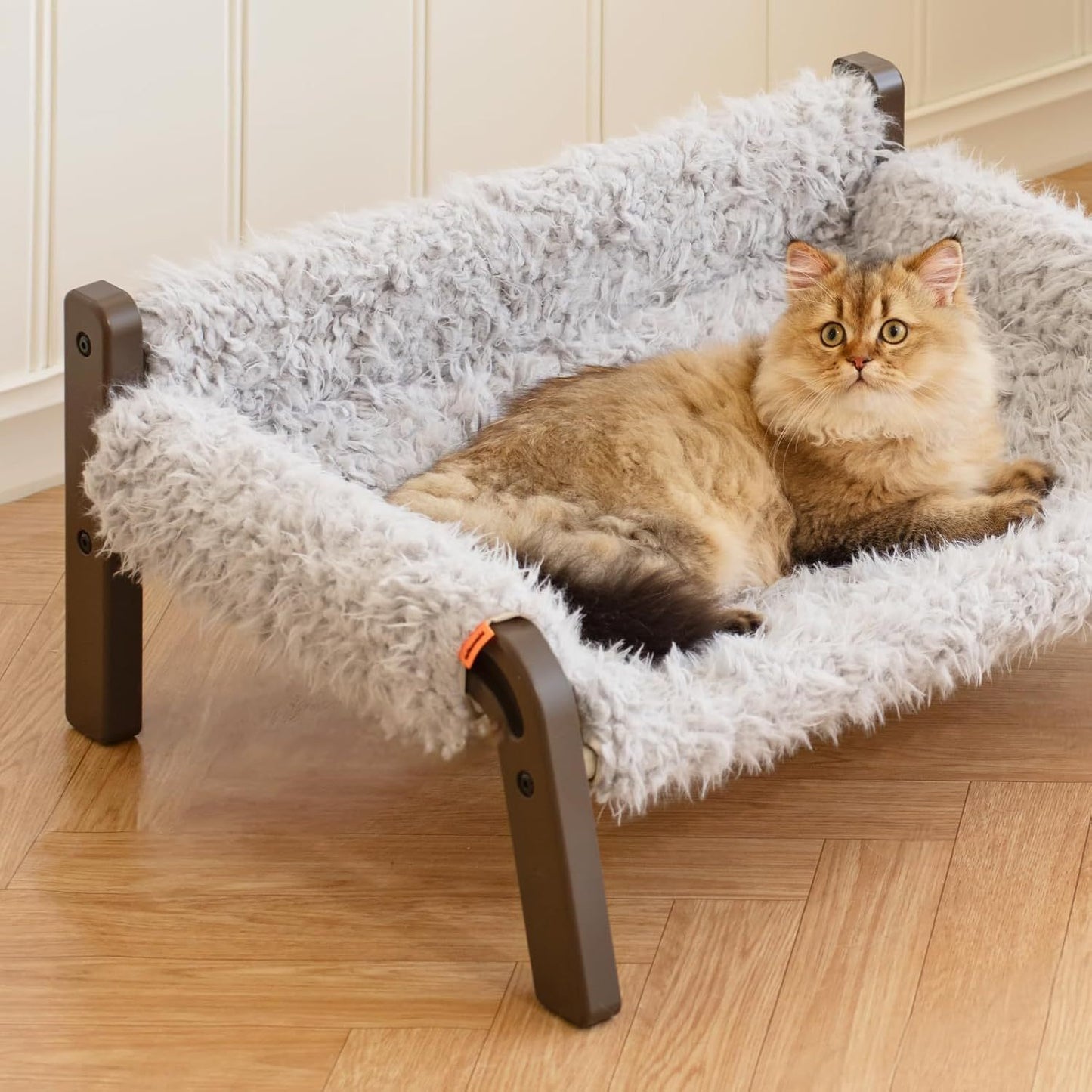 MEWOOFUN Elevated Pet Bed - Raised Cat & Small Dog Couch With Washable Cover & Non-Slip Base, Supports 44 Lbs For Indoor Outdoor Use Plush Grey