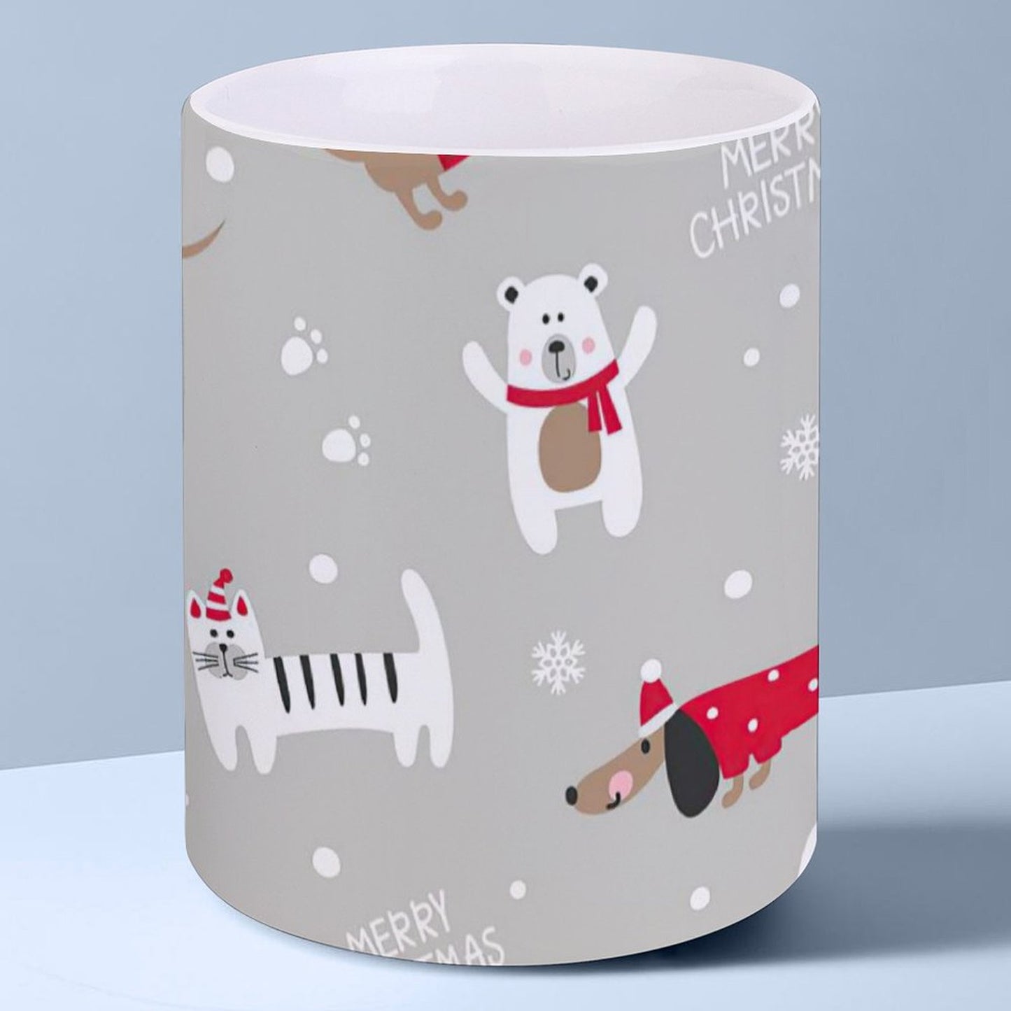 POD US Local White mug with full print, Christmas Pets 0103