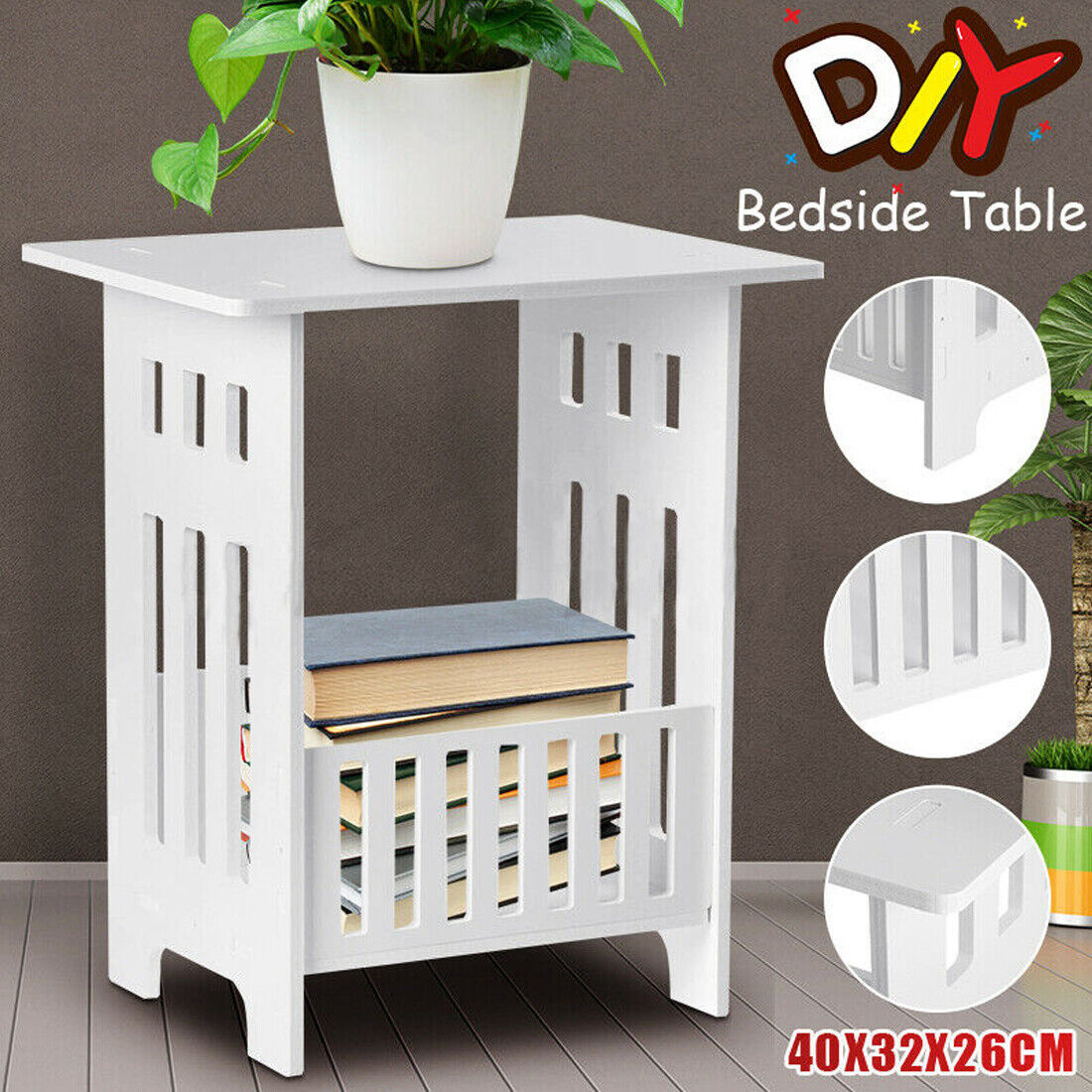 UK Local White Bedside Table Cabinet Nightstand Small Side End Table Storage Organizer U