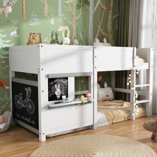 UK Local Household Bed, Children's Bed, Bunk Bed, With Two Boards, Anti-graffiti, With Small Shelf, 90x190cm, White