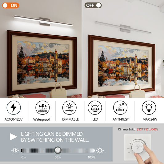 US Local Modern LED Vanity Lights For Bathroom 39IN 24W Daylight White Chrome Light Fixtures Bathroom Lights Over Mirror Vanity Lighting Fixtures Vanity Light