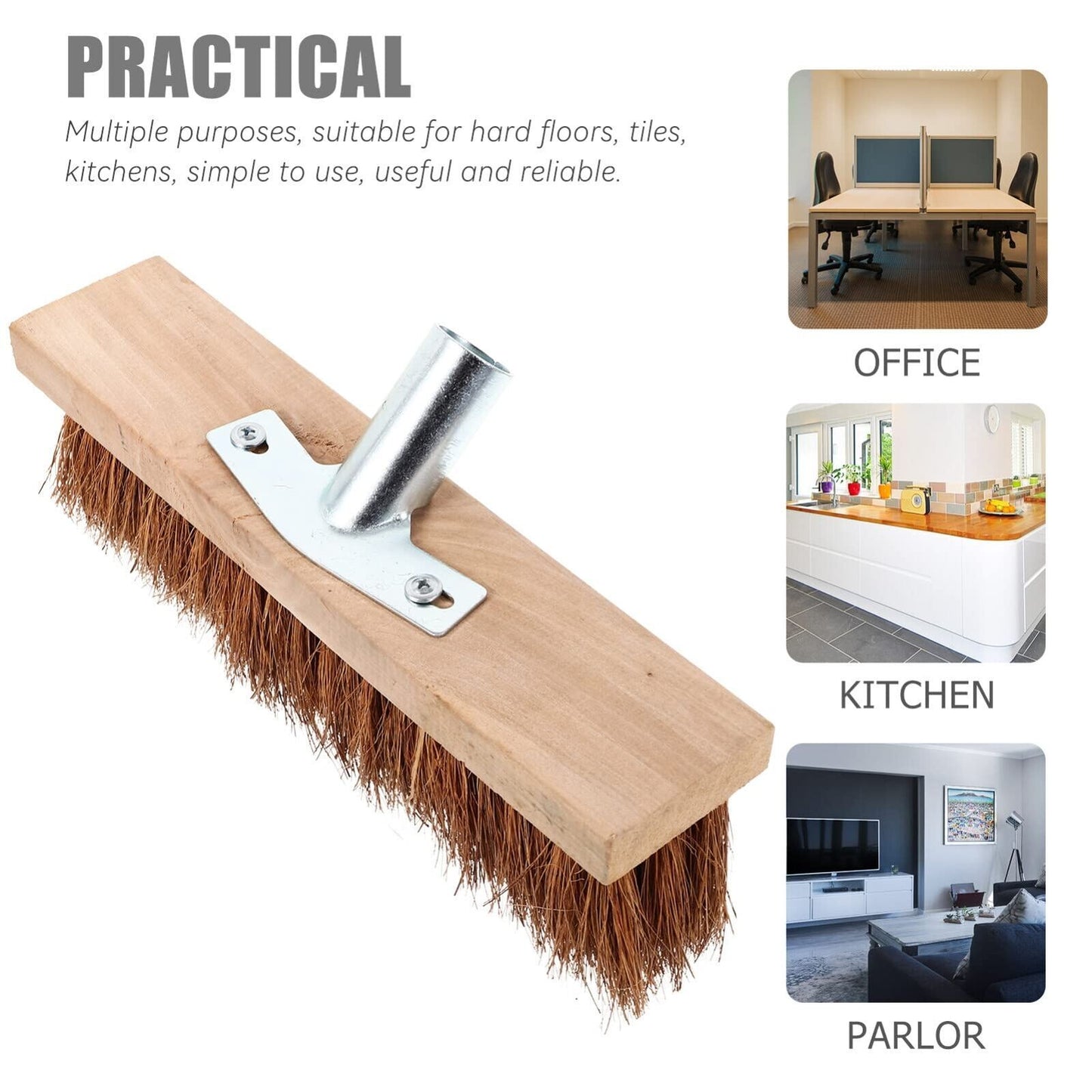 UK Local Stiff Garden Wire Broom Head Handle Heavy Duty Large Outdoor Sweeping Yard Brush