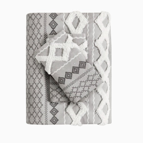 US Local Full Queen Cotton Printed Duvet Cover Set With Chenille