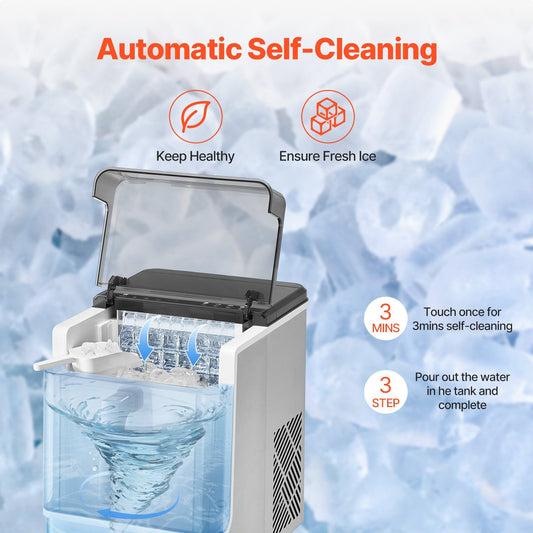 US Local Portable Countertop Ice Maker 50Lbs 24H Self-Cleaning With 3 Sizes Ice Cube