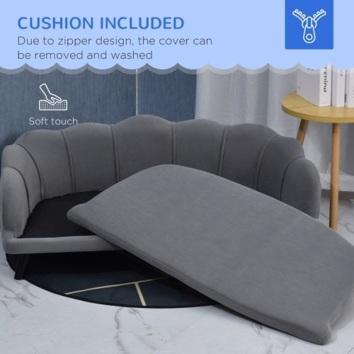 UK Local PawHut Dog Sofa, Pet Couch Bed For Medium, Large Dogs, With Legs, Cushion - Grey