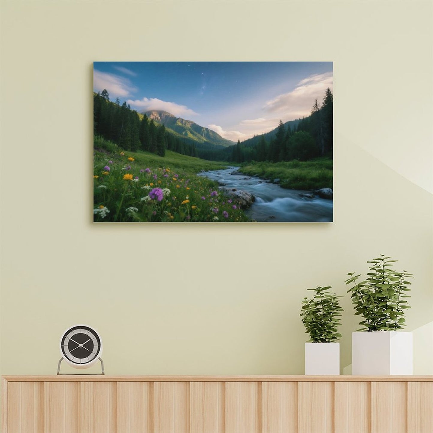 Decorative Interior Frame Painting Mountain-river-starry-summer-8
