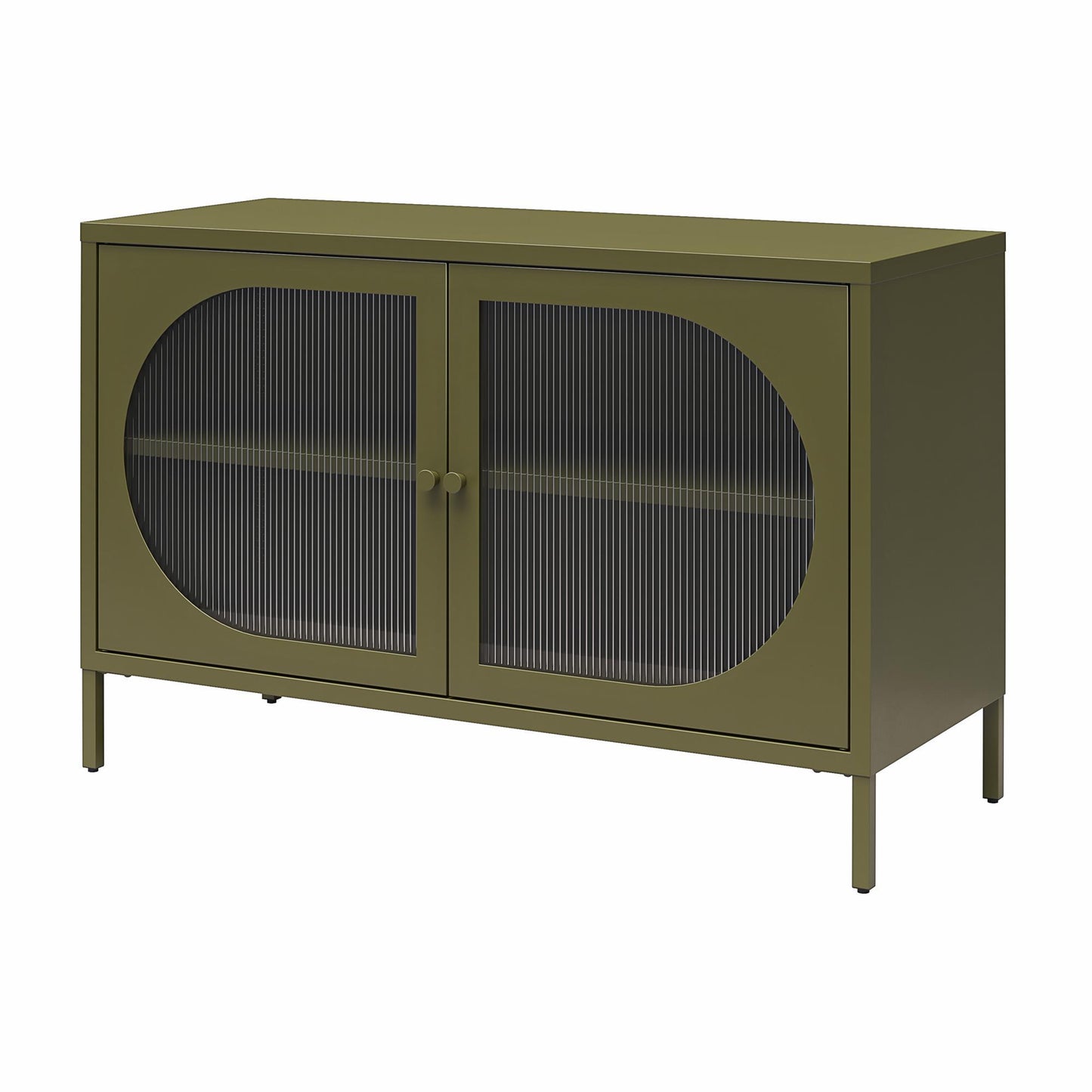 US Local Luna Wide 2-Door Accent Cabinet With Fluted Glass