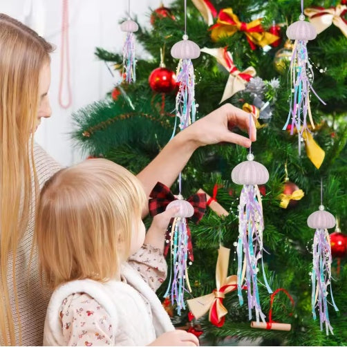 US Local 4 PCS Sea Urchin Hanging Ornaments For Christmas Tree Coastal Natural Sea Urchin Crafts With Rope