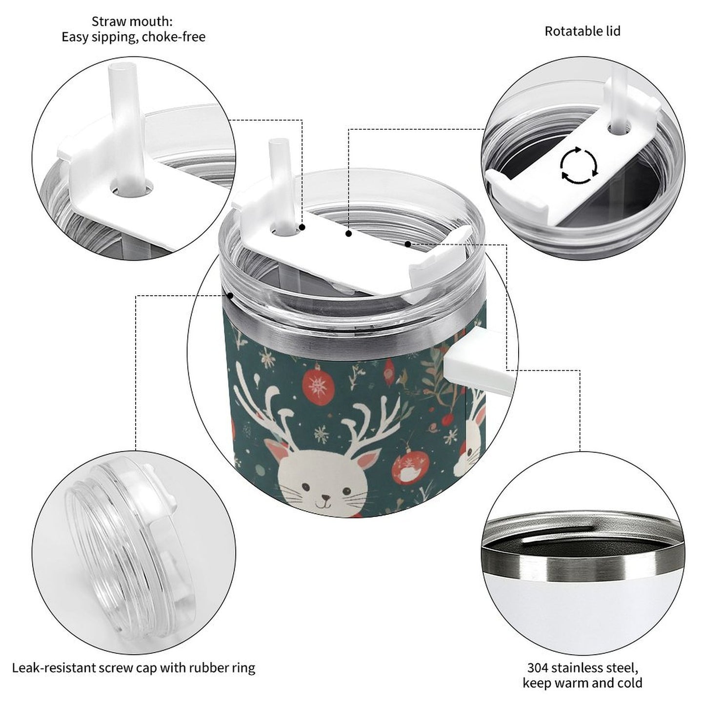 PHDT00341 POD US Local Tumbler 40 oz Large Capacity Car Cup Christmas, Animals