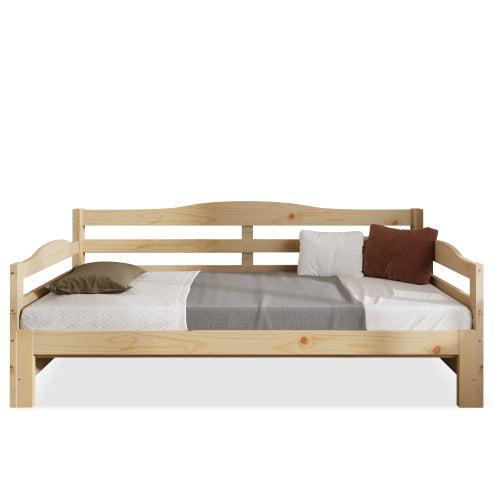 UK Local Daybed Cabin Bed SIngle Guest Bed Sofa Bed, Pull Out Trundle For Living Room And Bedroom - 3 FT 90 X190 Cm -Natural