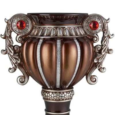 US Local 17.5 Tall Delicata Urn-Shaped Decorative Vase, Bronze With Silver Accents