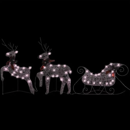 US Local Reindeer & Sleigh Christmas Decoration 60 LEDs Outdoor Gold