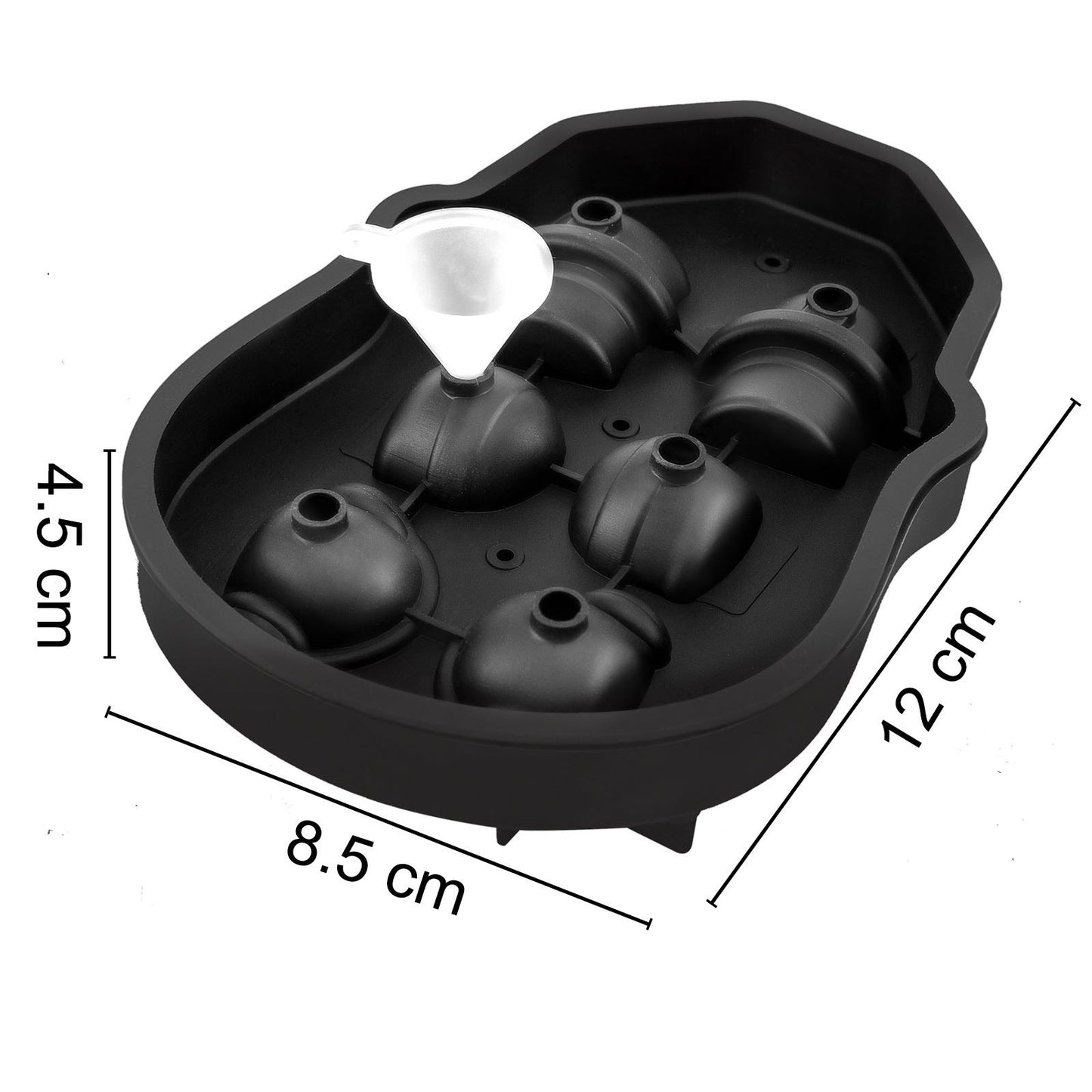Skull Ice Cube Tray, 6-Grid Skull Ice Ball Maker, Flexible Black Silicone Ice Tray With Lid & Funnel, Skull Ice Cubes In 3 Distinct Patterns For Beverages & Chocolates On Parties & Holidays