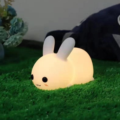 USA Local Colorful Rabbit Silicone Night Light Led Cute Charging Jade Rabbit Shooting Light