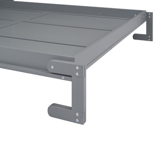 US Local Queen Size Murphy Bed With A Shelf, Gray