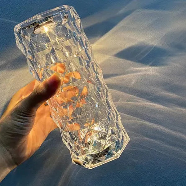 US Local Crystal Diamond Rose Table Lamp Dimmable Remote Touch Control Night Light