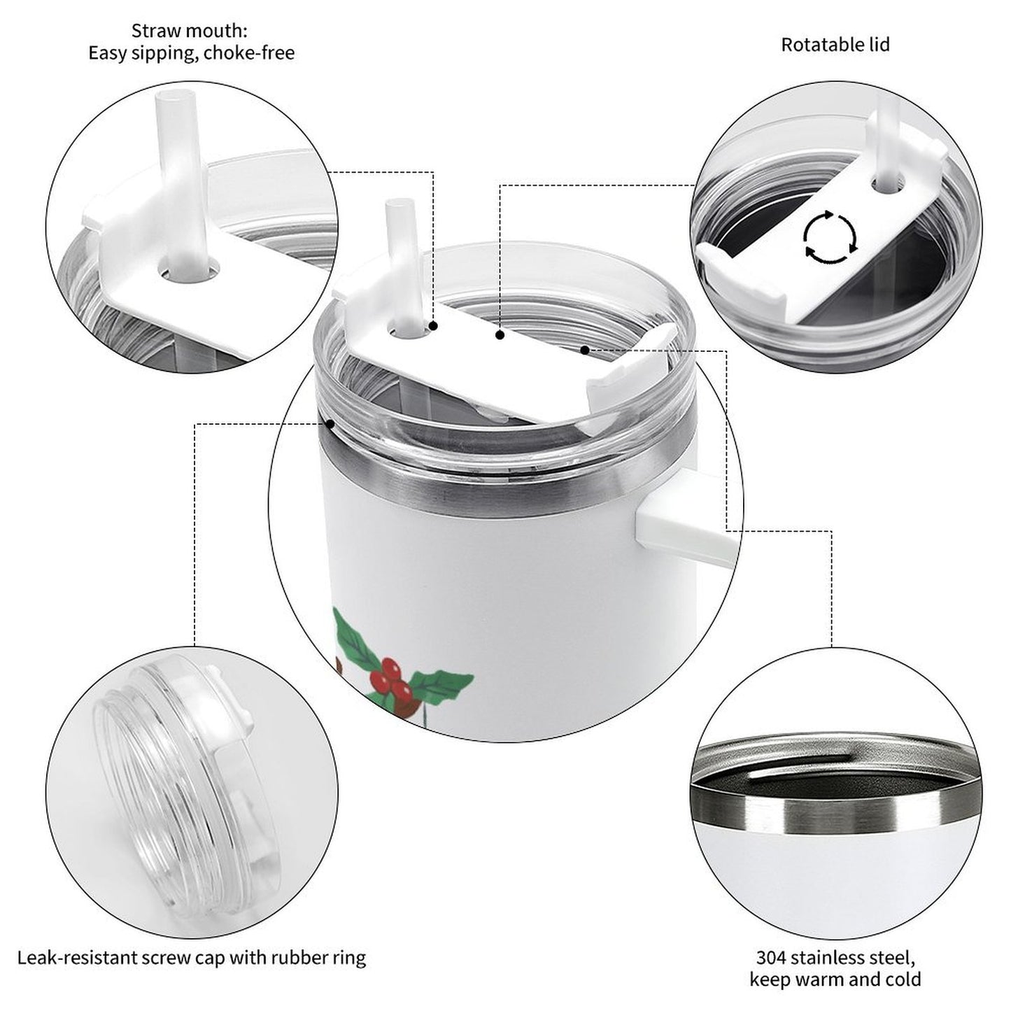 PHDT00342 POD US Local Tumbler 40 oz Large Capacity Car Cup Christmas, Sloth