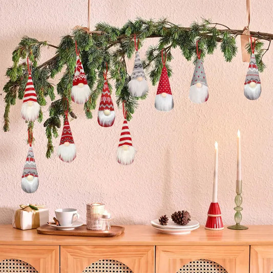 US Local 8 Packs Christmas Gnomes Ornaments Handmade Swedish Gnome Plush Xmas Tree Hanging Decorations Cute Scandinavian Santa Elf For Holiday New Year Home Decor