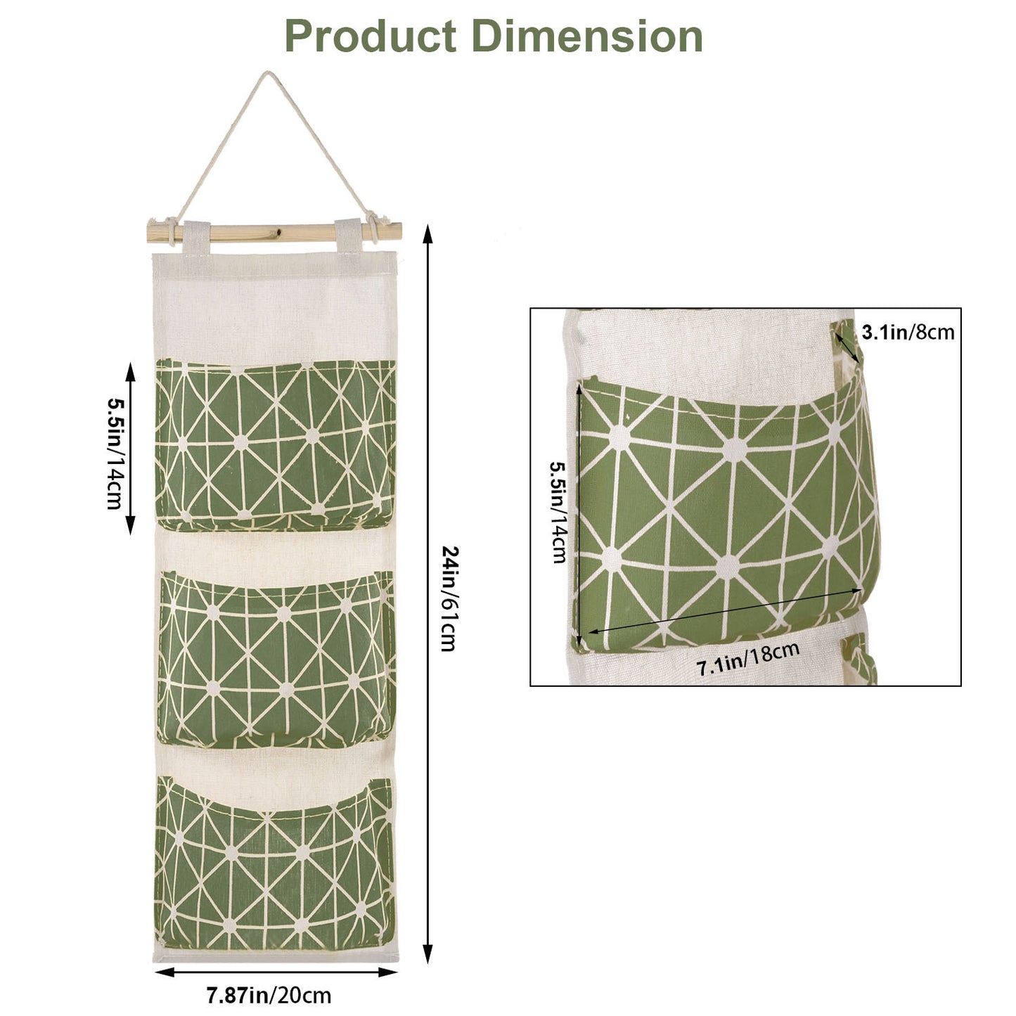 US Local 1 Pc Wall Mounted Storage Bag Door Closet Hanging Storage Bag Organizer Waterproof 3 Pockets Pouch