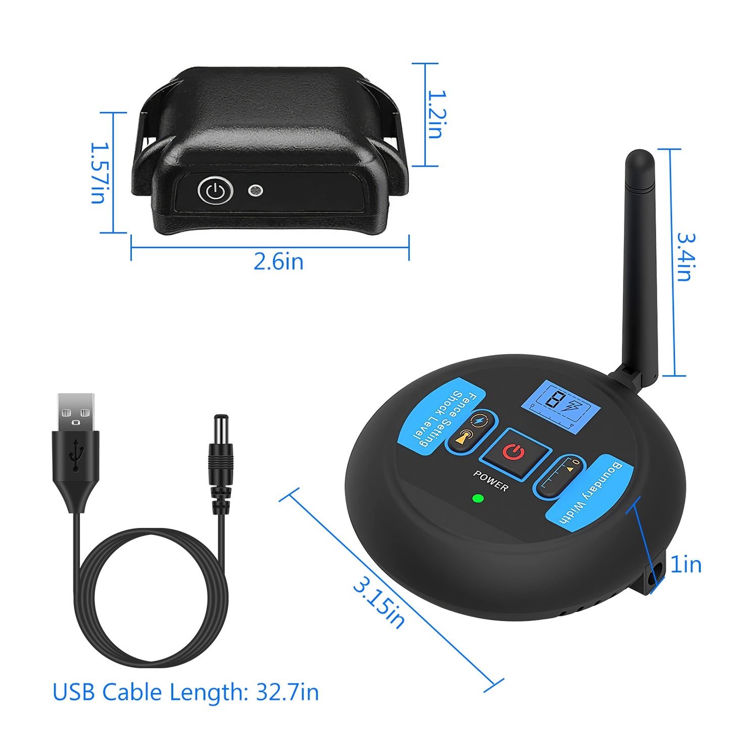 US Local 1Set Wireless Electric Dog Fence Pet Shock Boundary Containment System Electric Training Collar For Small Medium Large Dogs