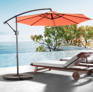 US Local Best Choice Products 10ft Offset Hanging Market Patio Umbrella W Easy Tilt Adjustment, Polyester Shade, 8 Ribs For Backyard, Poolside Orange No Base