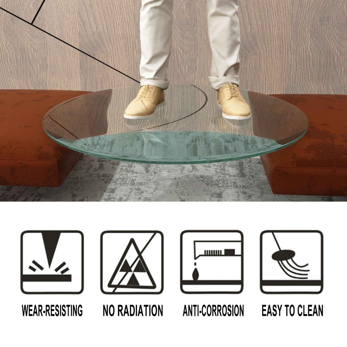 US Local 36 Round Tempered Glass Table Top 1 4 Thick Flat Polished Edge Clear