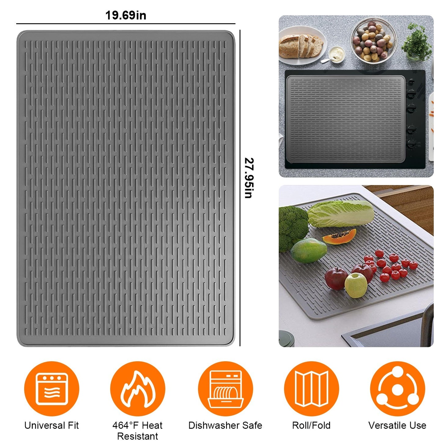 US Local 1Pc 27.95x19.69in Electric Stove Cover Silicone Stove Mat Glass Stove Top Protector 464 Fahrenheit Heat Resistant Dishwasher Safe Waterproof