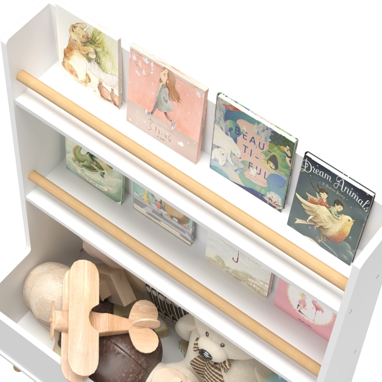 US Local Kids Bookshelf & Magazine Rack - Toy Storage Cabinet Organizer, White