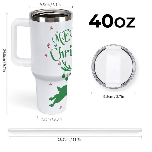 POD US Local 40oz Large Capacity Car Cup, Christmas Deer Snow Red Green