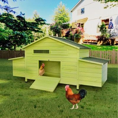 US Local 11.12 Ft Large Wooden Chicken Coop With 2 Free Range Doors 2 Nesting Boxes Perch Outdoor Hen House Poultry Cage