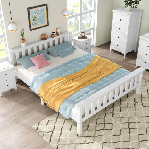 UK Local Double Bed Wooden Frame 4ft6 Double Wooden Bed In White For Adults, Kids, Teenagers 4FT6