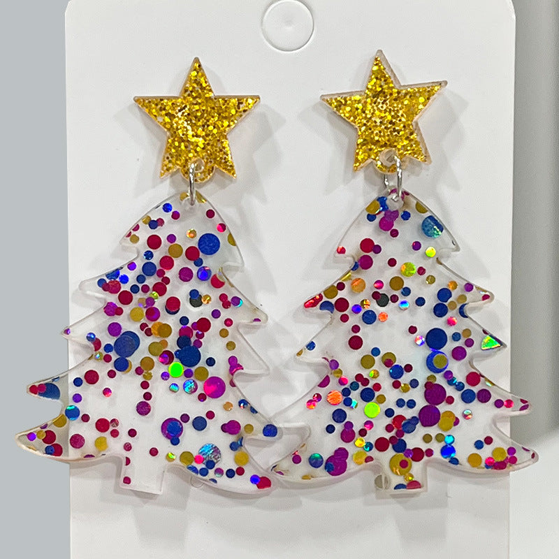Christmas Atmosphere Earrings Sequins Colorful