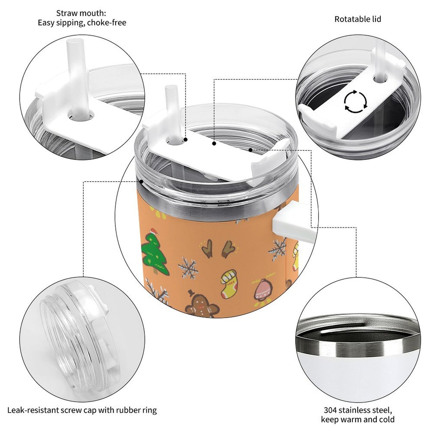 PHDT00070 POD US Local Tumbler 40 oz Large Capacity Car Cup Christmas