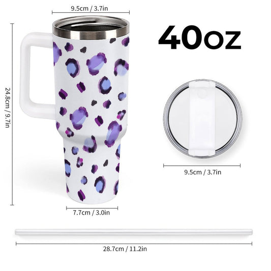 PHDT00437 POD US Local Tumbler 40 oz Large Capacity Car Cup Purple Leopard