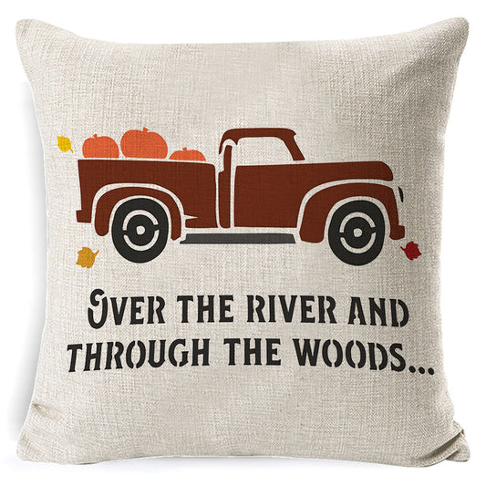 Thanksgiving pumpkin car sofa pillow