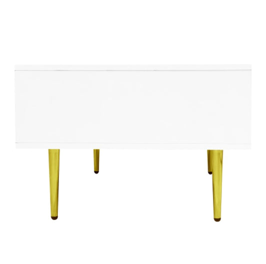 UK Local White High-gloss Coffee Table, Modern And Simple, With 2 Drawers
