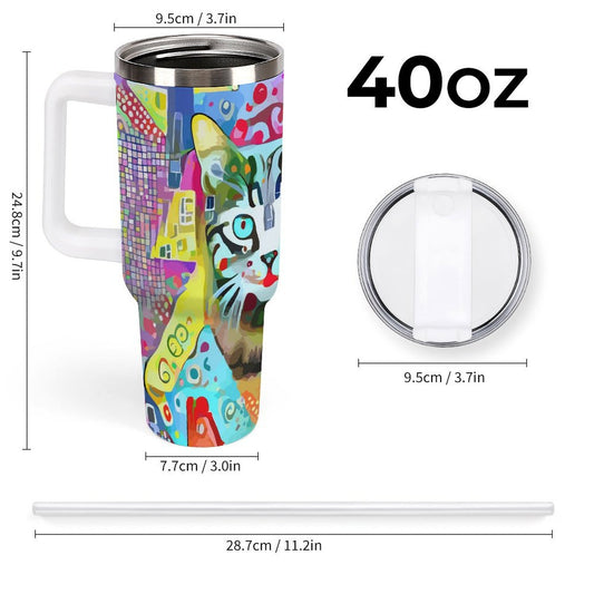 PHDT00522 POD US Local Tumbler 40oz Large Capacity Car Cup Cats, Abstract, Retro
