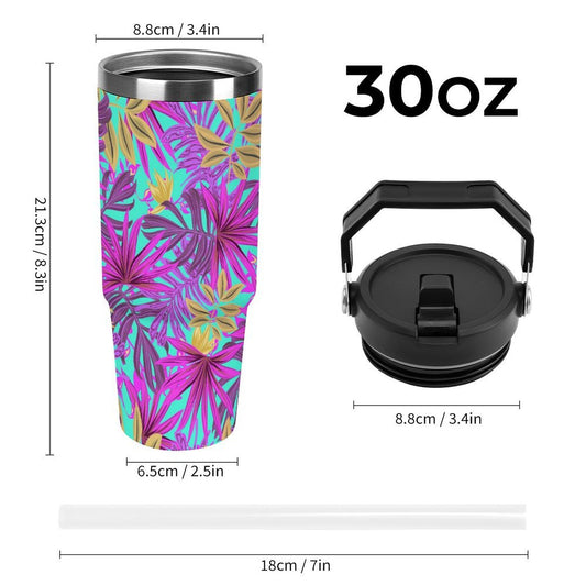 POD US Local Tumbler 30oz Large Capacity Car Cup Tropical, Green, Pink, Streamer Style