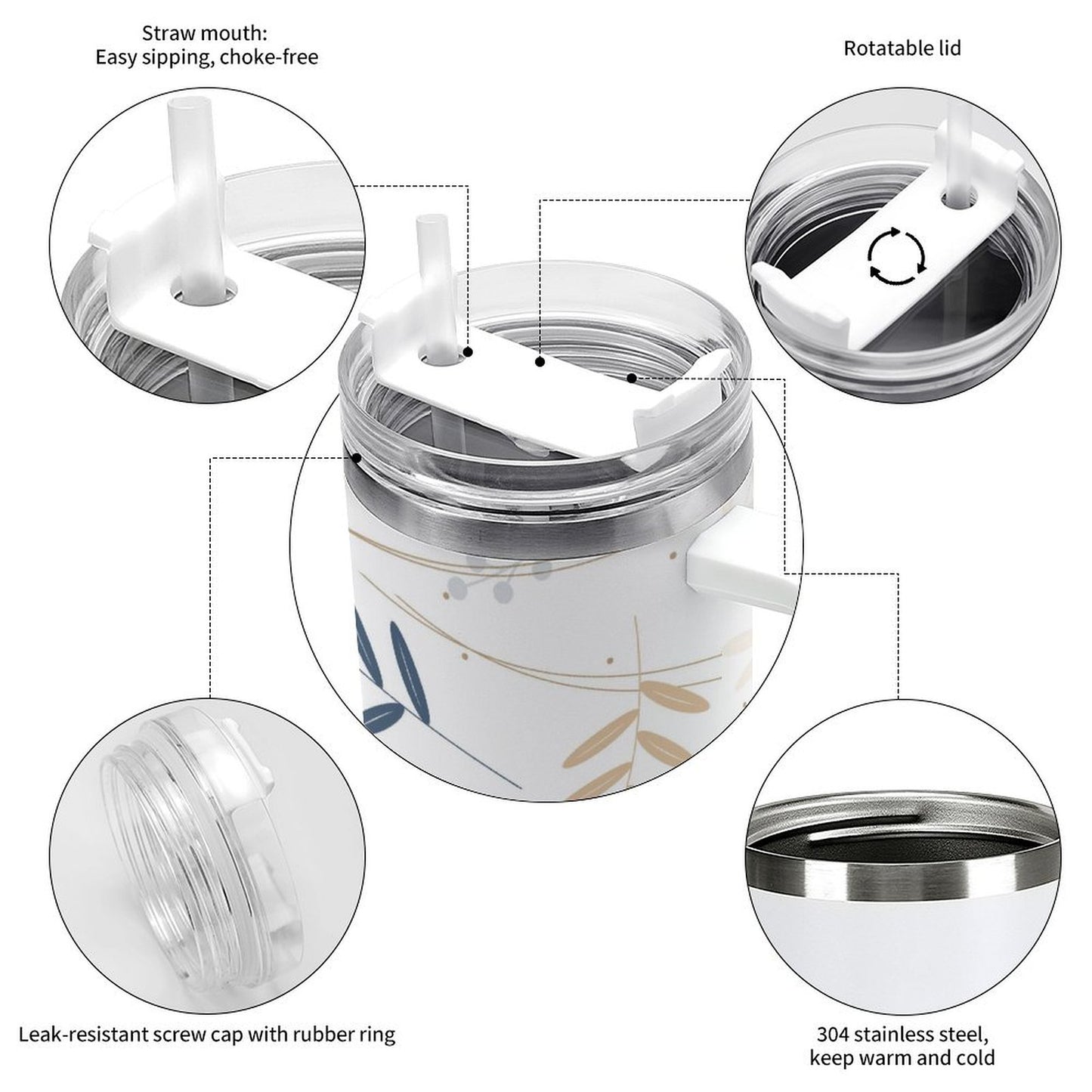 PHDT00389 POD US Local Tumbler 40 oz Large Capacity Car Cup Leaf