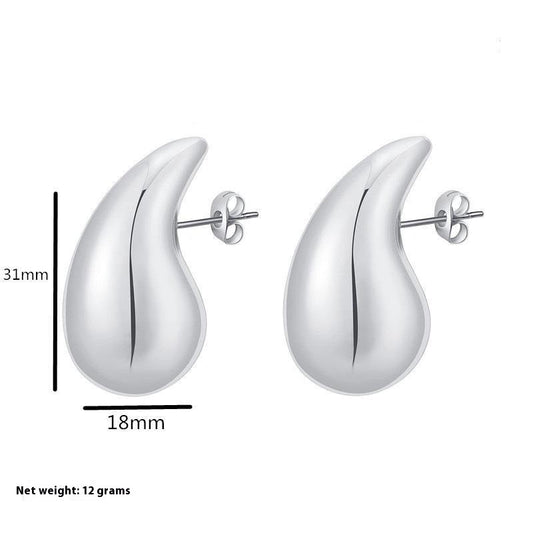 European And American Stainless Steel Hollow Affordable Luxury Style Water Drop Earrings Women