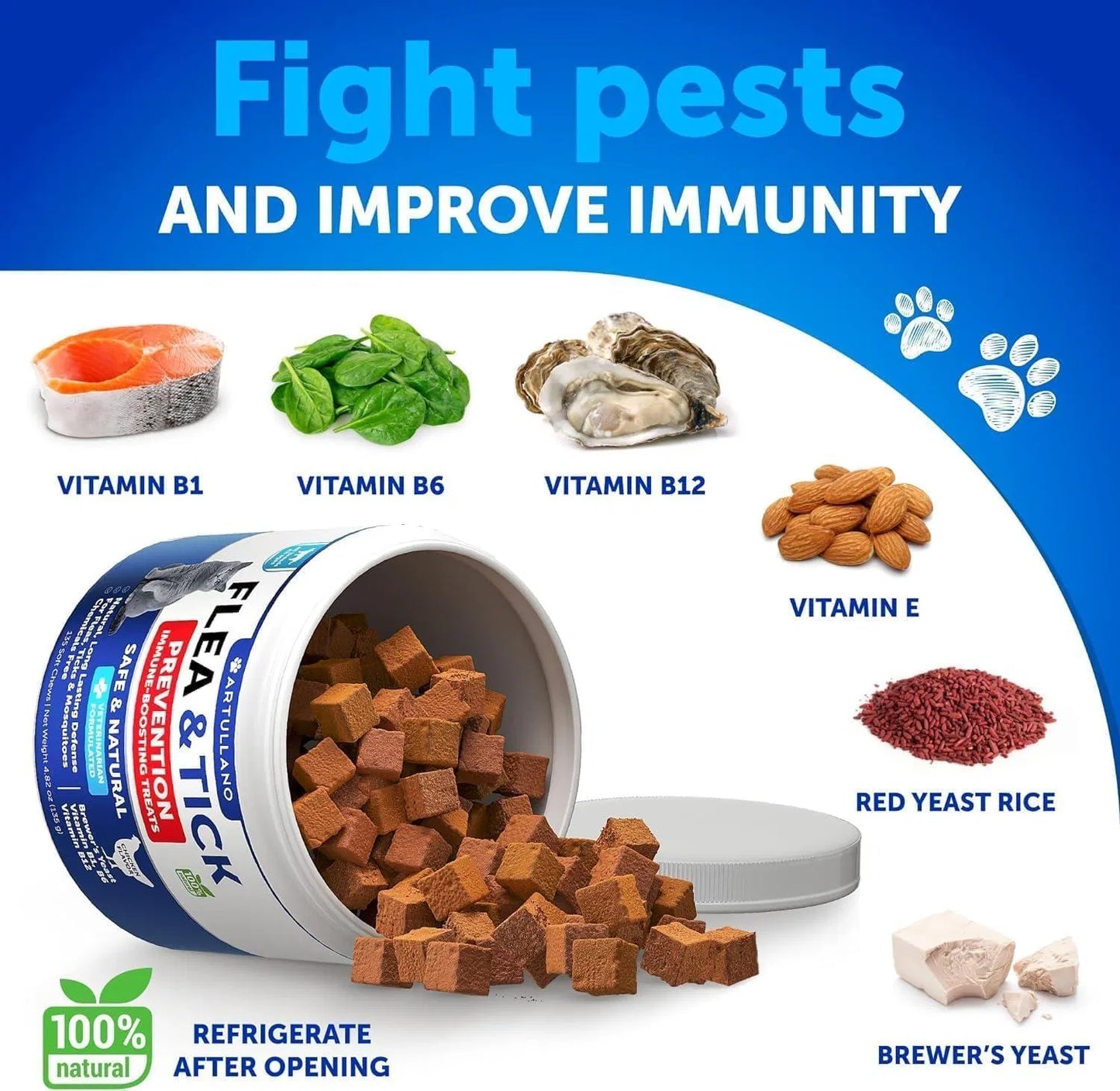 US Local Flea Treatment For Cats Natural Flea And Tick Prevention Supplement For Cats Kittens Chewable Daily Oral Pills With Vitamins 135 Soft Chews Skin & Coat Dental Treats Digestion CANNOT Be Sold On Amazon