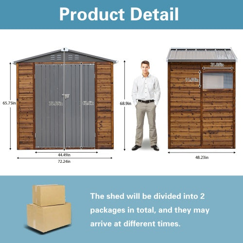 US Local 4x6FT Iron-Wood Combination Tool Shed A Perfect Blend Of Nature And Functionality
