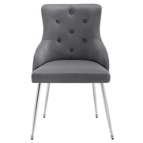 UK Local Button Pattern Dining Chair, Upholstered Armchair, Metal Leg Chairs, Modern Lounge Chair, Bedroom Living Room Chair With Lumbar Cushion, Grey Button Pattern Dining Chair, Upholstered Armchair, Metal L